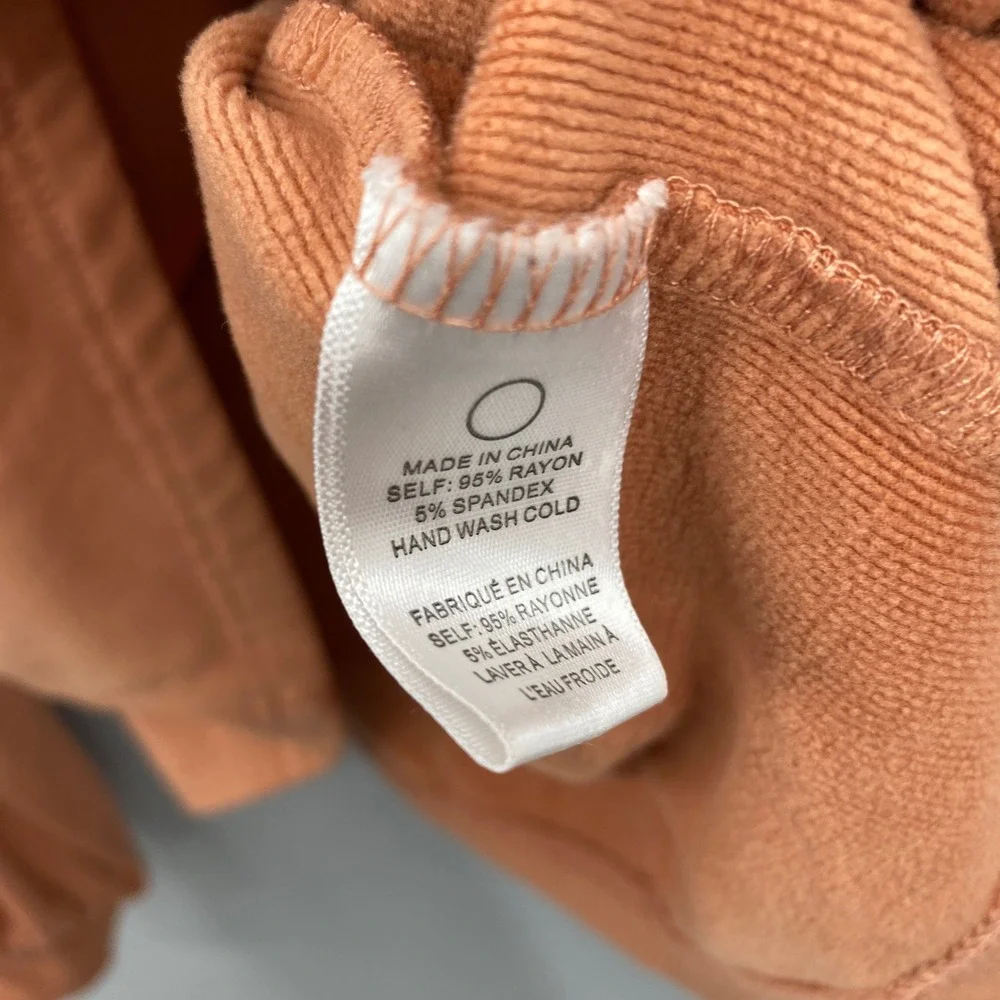 Paper Crane Hoodie Womens Large Terracotta Balloon Sleeve Pullover Ribbed Knit - Picture 5 of 13
